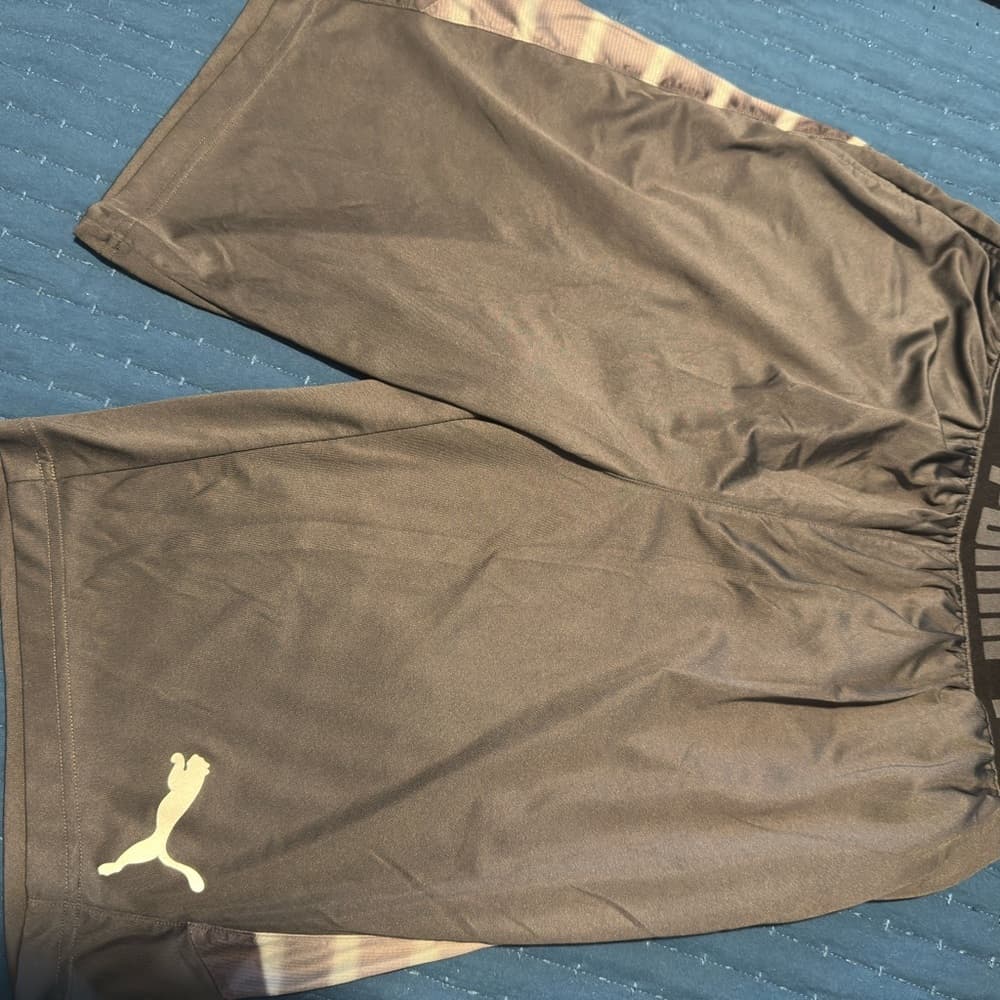 Puma Brown Athletic Shorts Lightweight Elastic Waist - Thumbnail 2