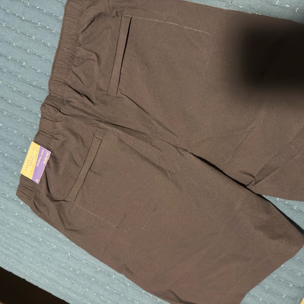 Perry‎ Ellis Brown Athletic Shorts with Adjustable Waist - Thumbnail 5