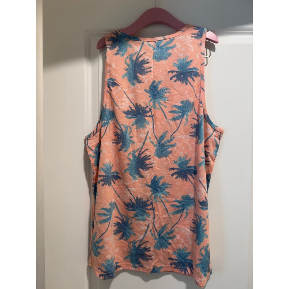 Men’s‎ Sonoma Tank Top Size M Peach Blue Palm Print - Thumbnail 4
