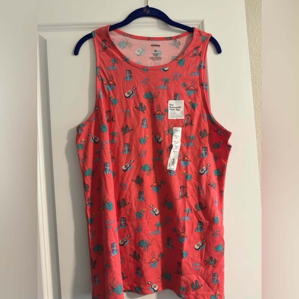 Sonoma Coral Tank Top with Tropical Print