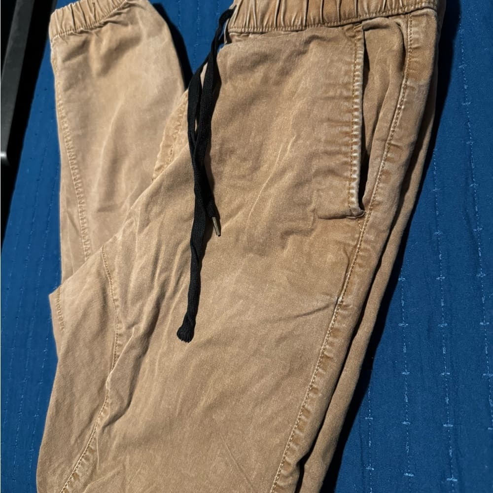Tan Sweatpants with Lightweight Cotton Blend - Thumbnail 4