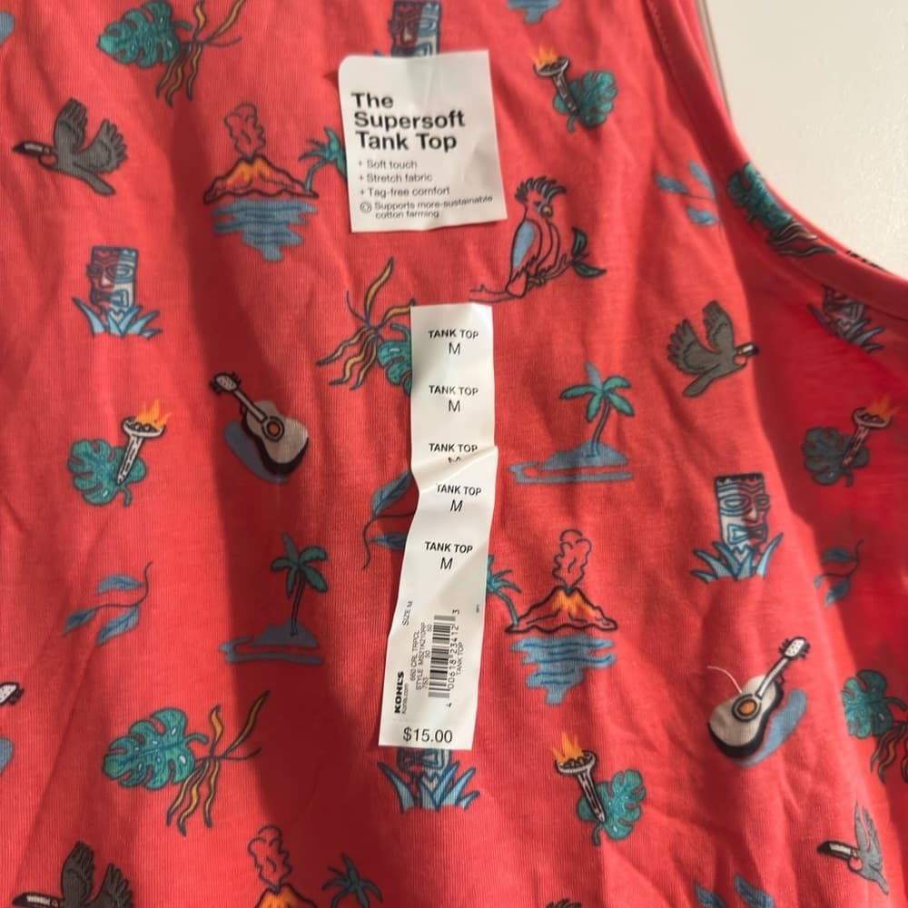 Sonoma Coral Tank Top with Tropical Print - Thumbnail 2