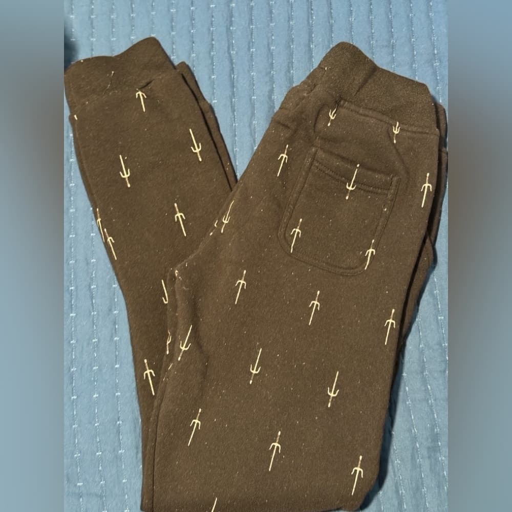 Black Joggers with Sword Pattern Soft Stretch Fabric - Thumbnail 3