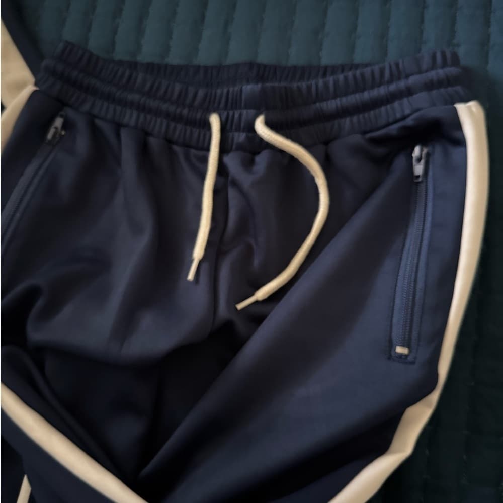 Navy and White‎ Men's Track Pants - Thumbnail 4