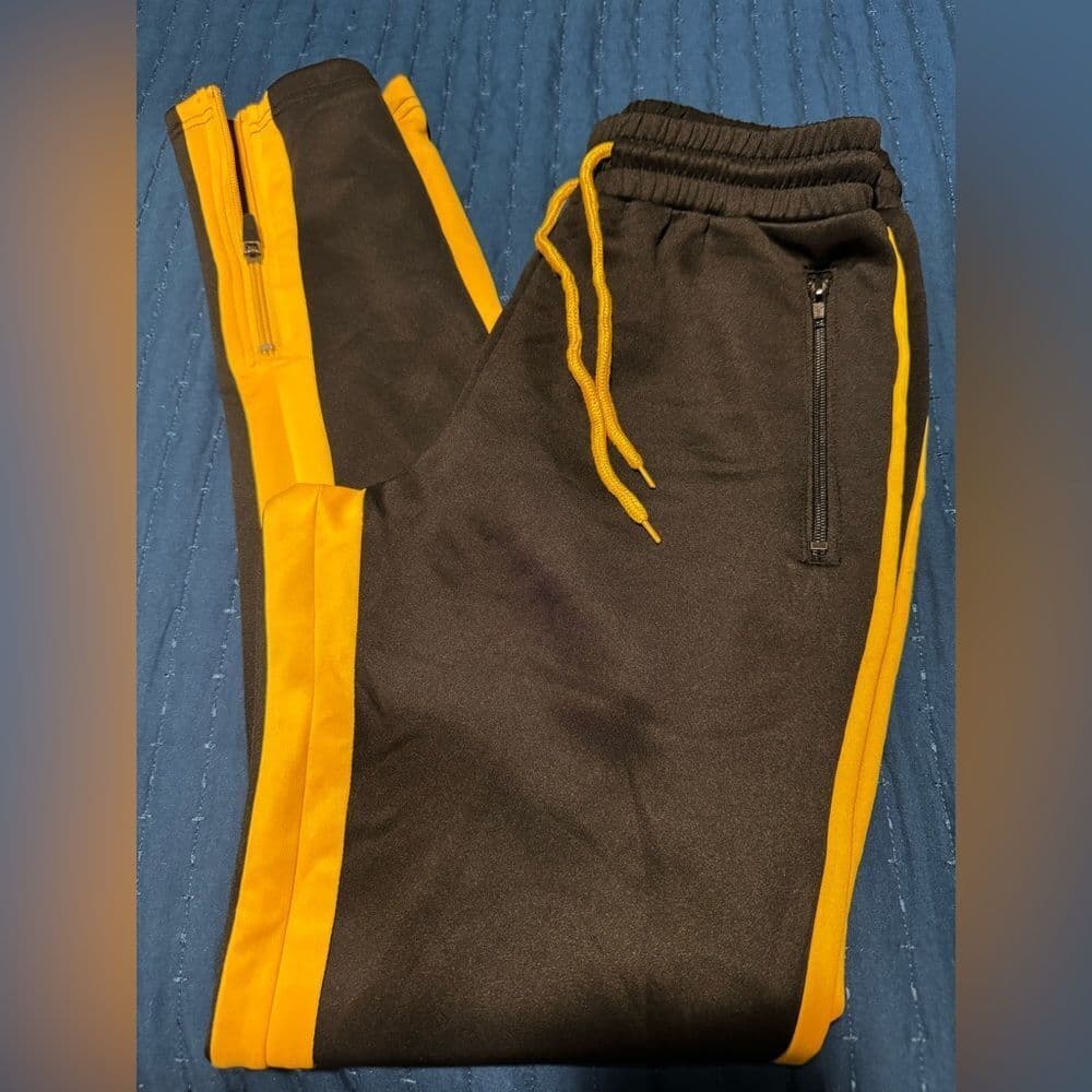 Black and Yellow Track Pants