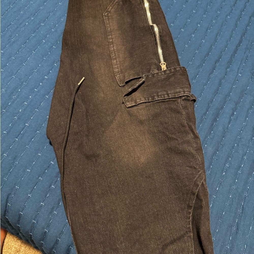 Men's Black Cargo Pants - Thumbnail 4