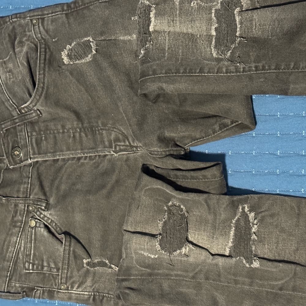 H&M Black Slim Jeans with Vintage Faded Look - Thumbnail 4