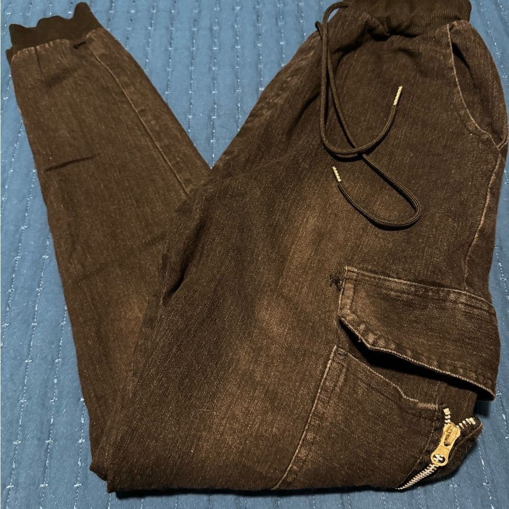 Men's Black Cargo Pants - Thumbnail 3