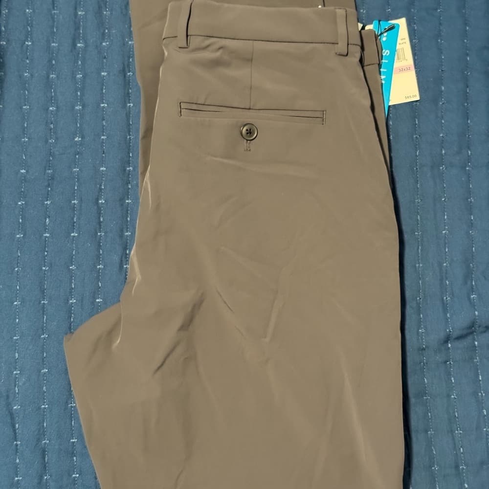 Perry Ellis Gray Chinos Flat Front - Thumbnail 3