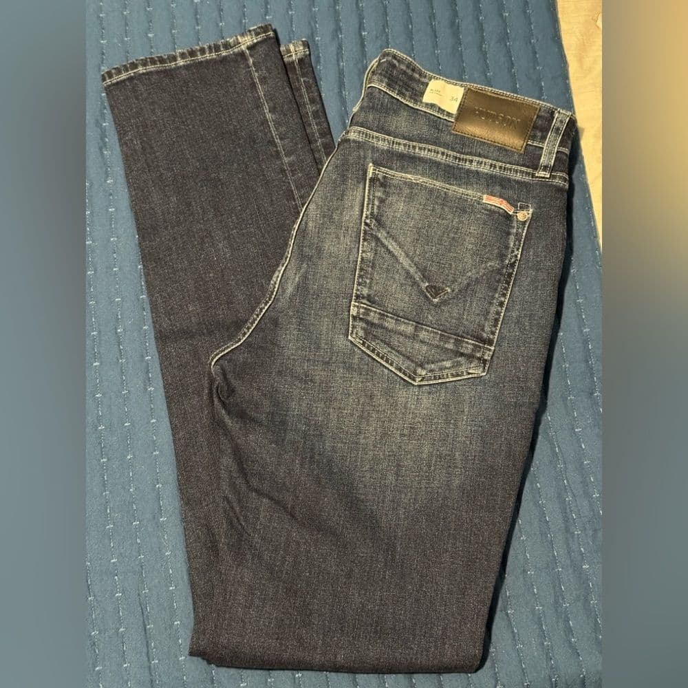 Hudson Jeans Blue Slim Fit with Vintage Wash Straight - Thumbnail 5