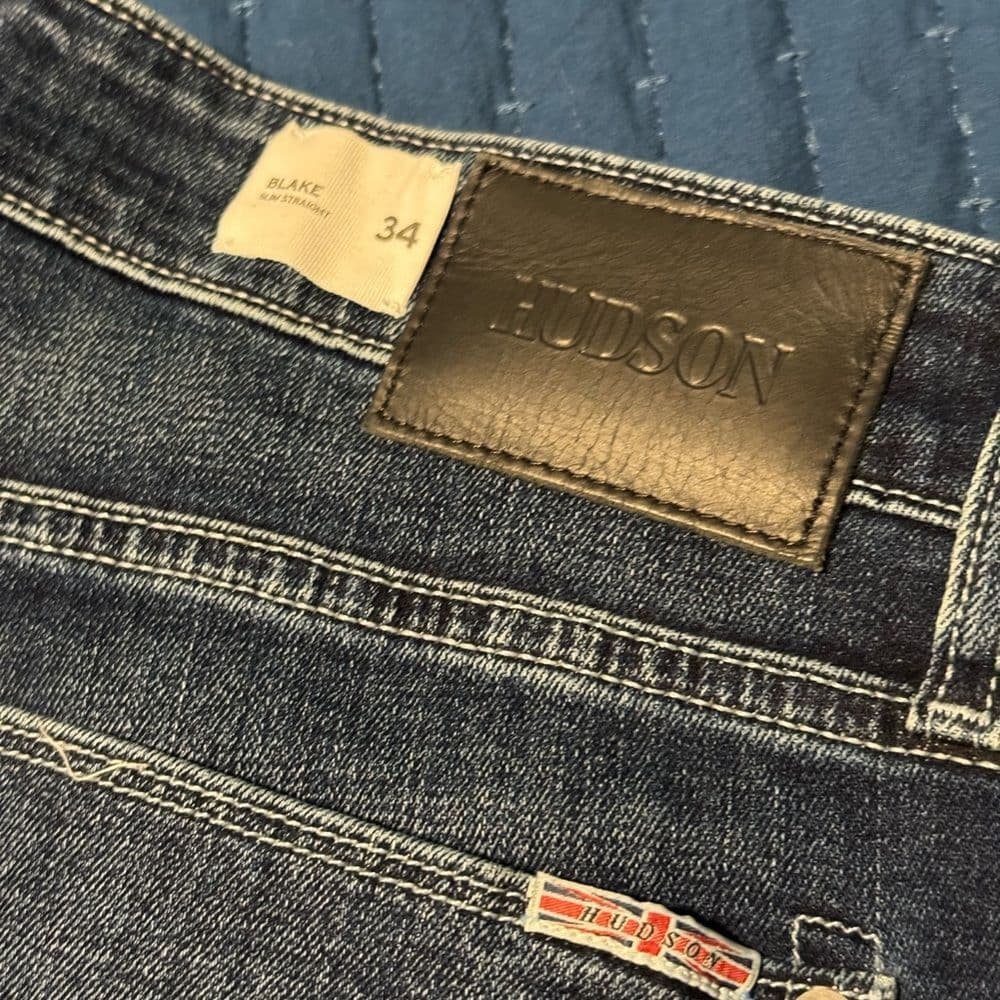 Hudson Jeans Blue Slim Fit with Vintage Wash Straight - Thumbnail 6
