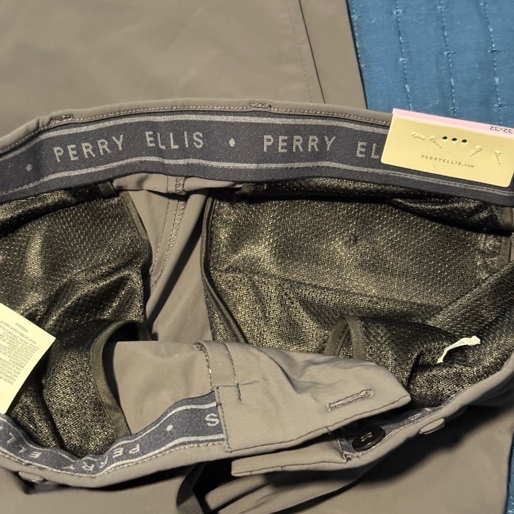 Perry Ellis Gray Chinos Flat Front - Thumbnail 4