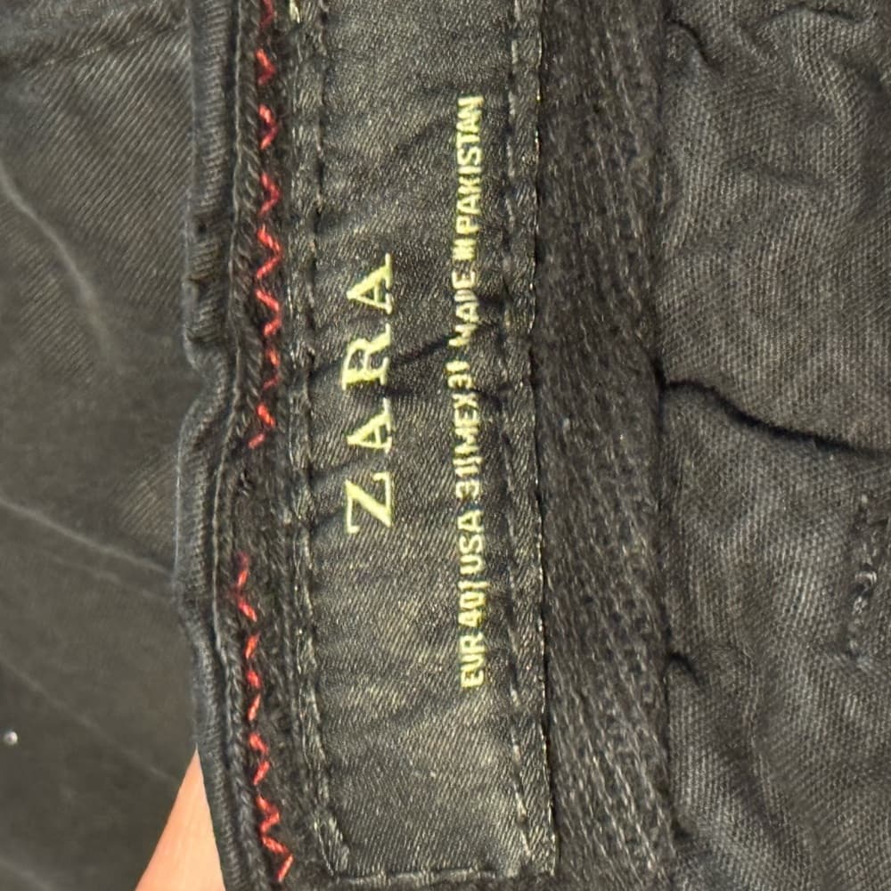 Zara Black Chinos Cotton Blend Straight Leg - Thumbnail 5