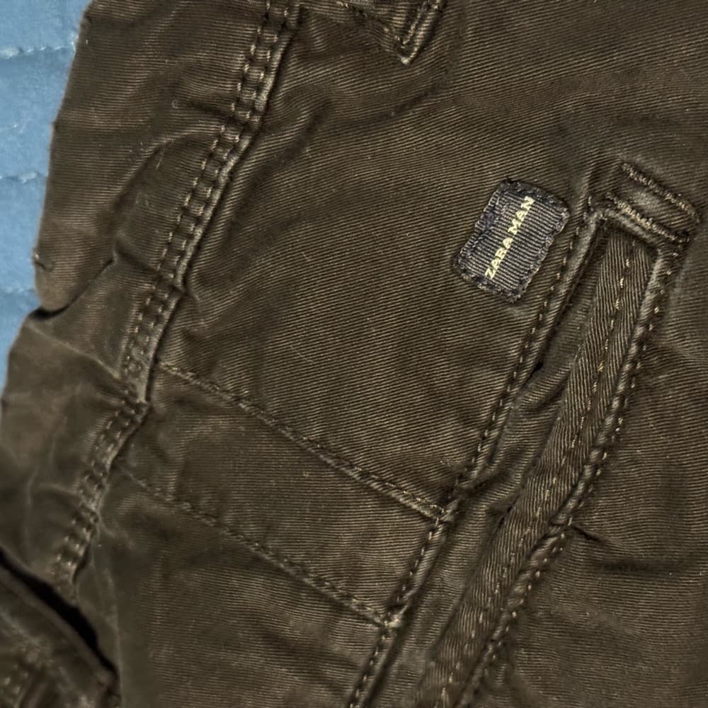 Zara Black Chinos Cotton Blend Straight Leg - Thumbnail 4
