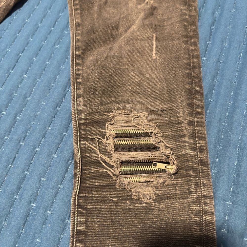 Zara Black Skinny Distressed Jeans - Thumbnail 2
