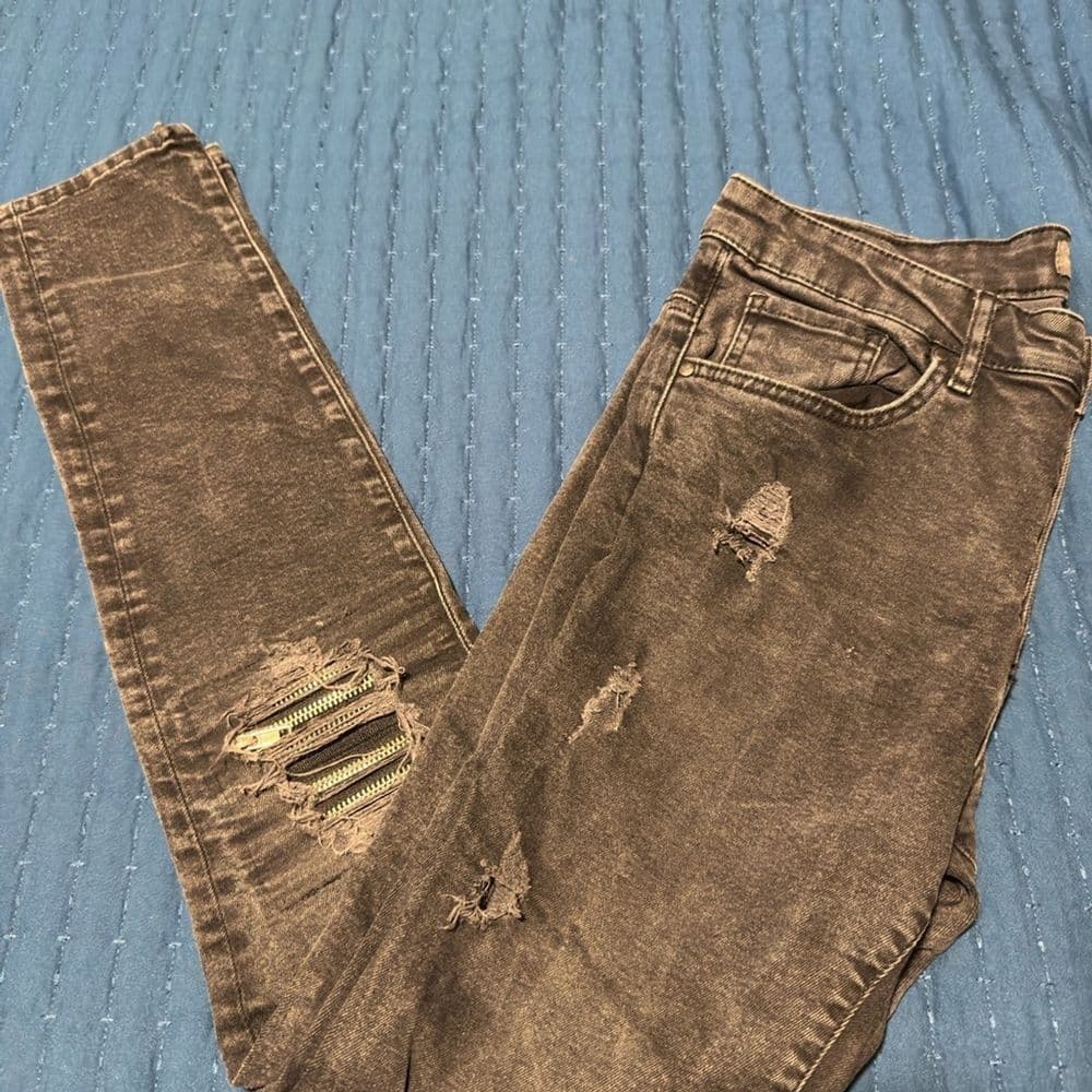 Zara Black Skinny Distressed Jeans - Thumbnail 8