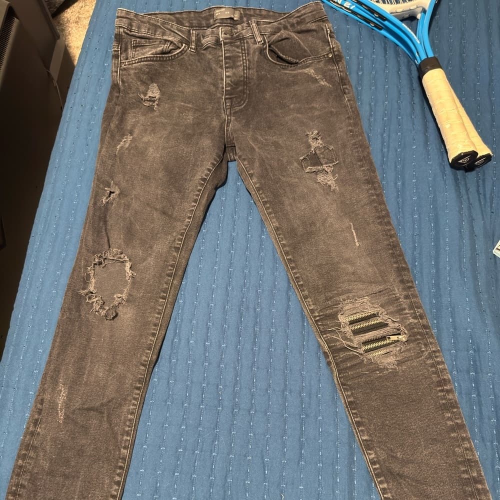 Zara Black Skinny Distressed Jeans