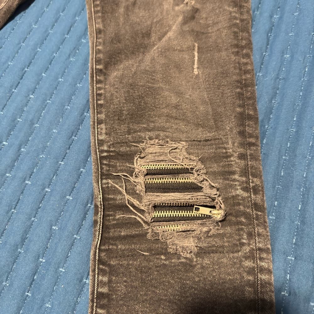 Zara Black Skinny Distressed Jeans - Thumbnail 2