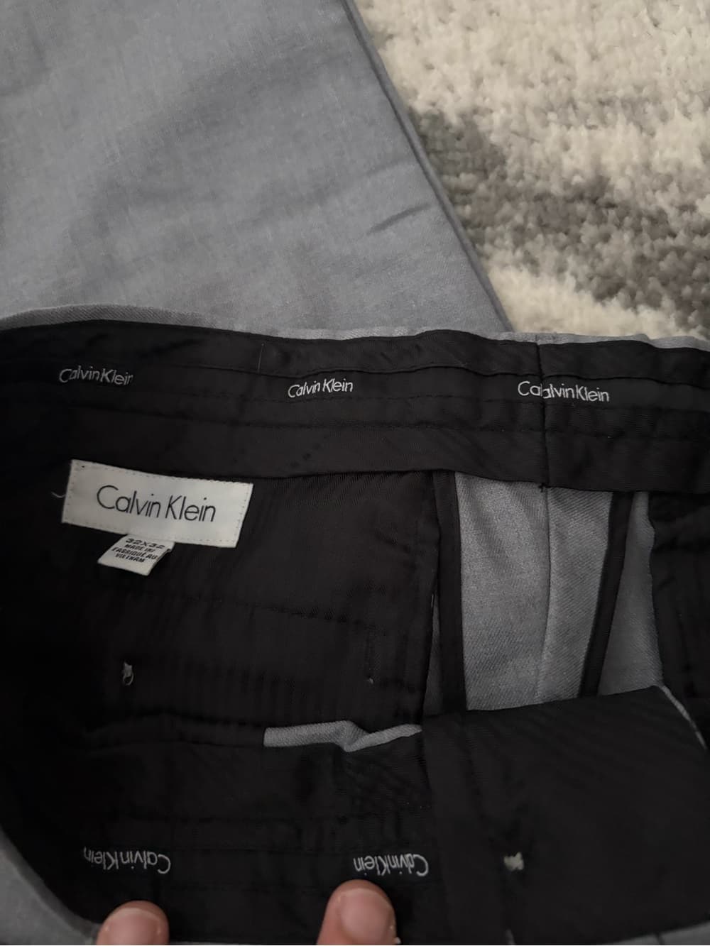 Calvin Klein Light Gray Men's Dress Trousers - Thumbnail 4