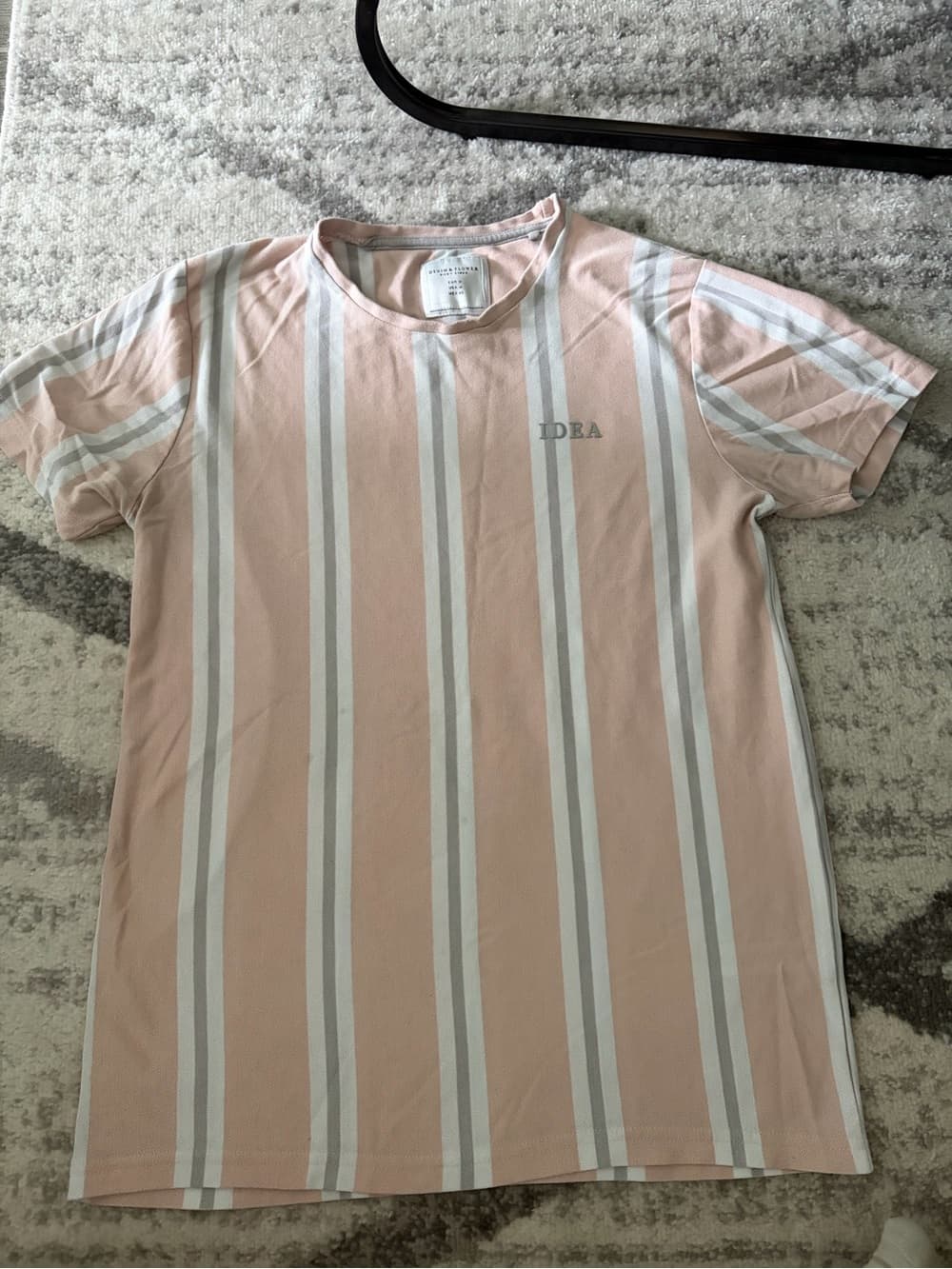 Denim & Flower Pink and Gray Stripe Tee