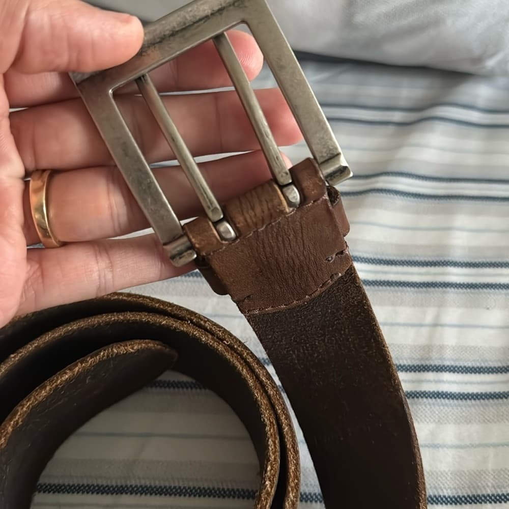 Men's Brown Leather Belt‎ - Thumbnail 4