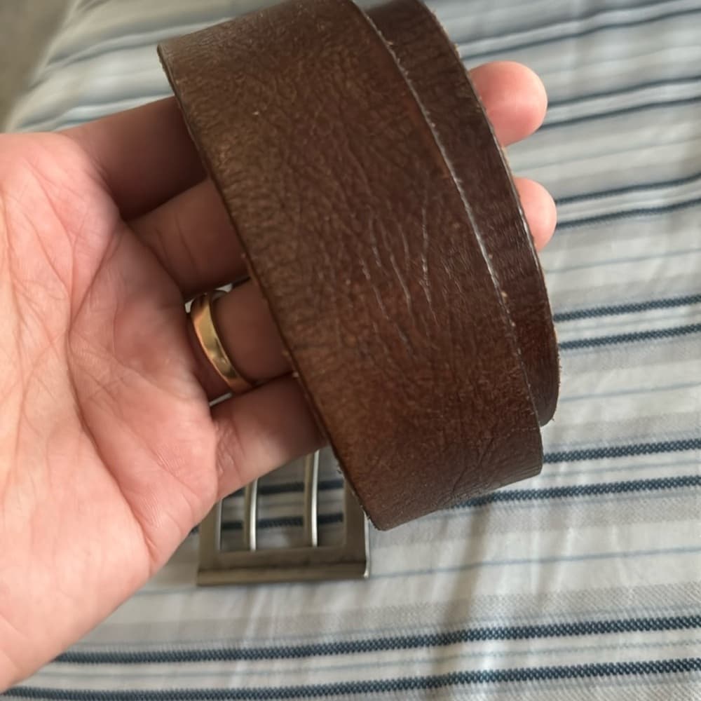 Men's Brown Leather Belt‎ - Thumbnail 3
