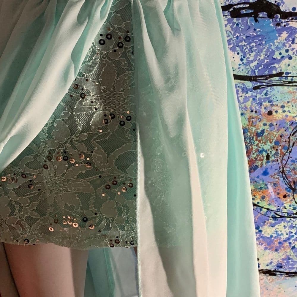 Girls Embellished Teal Dress - Thumbnail 2