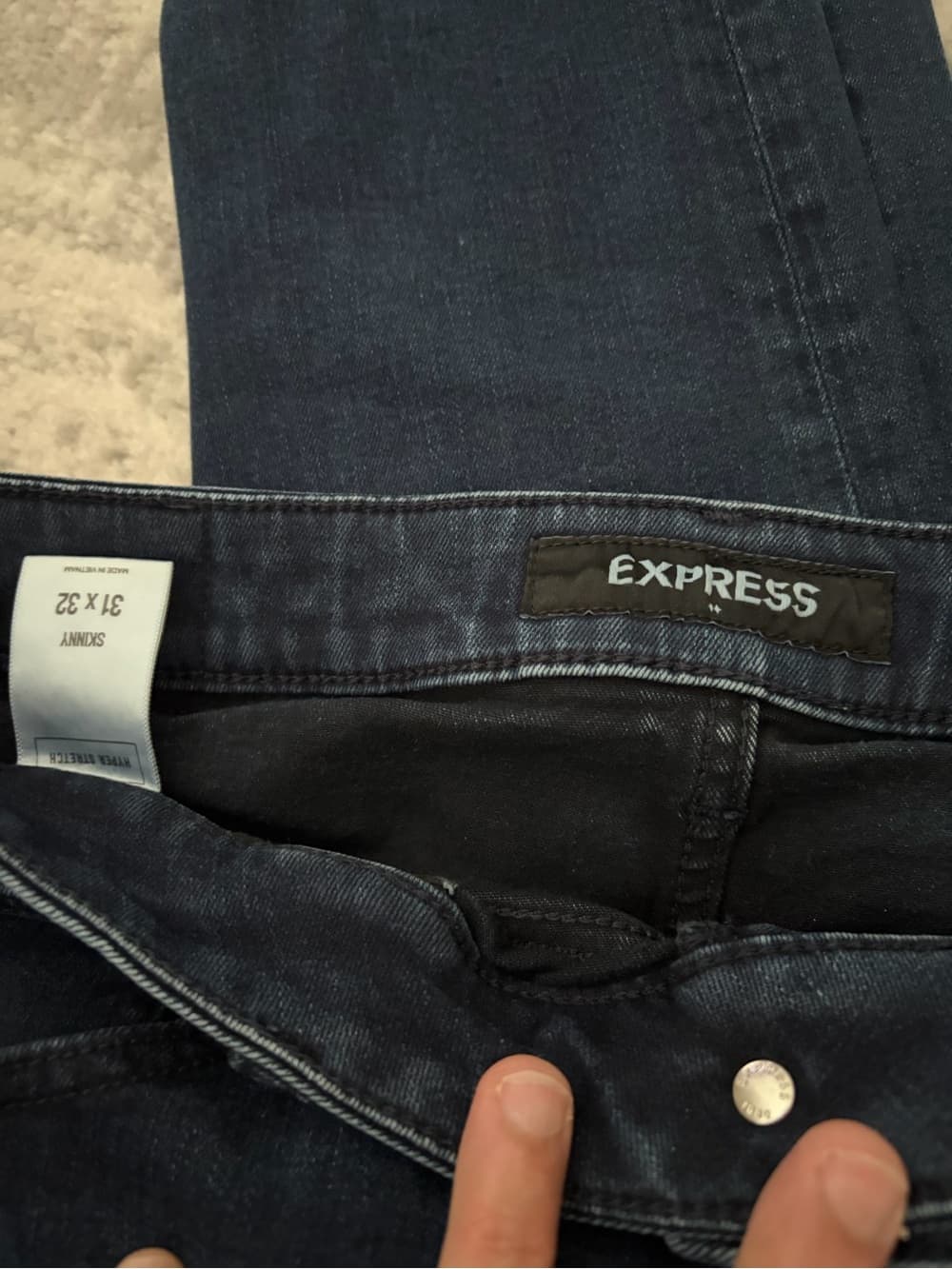 Men’s Express Navy Skinny Jeans - Thumbnail 6