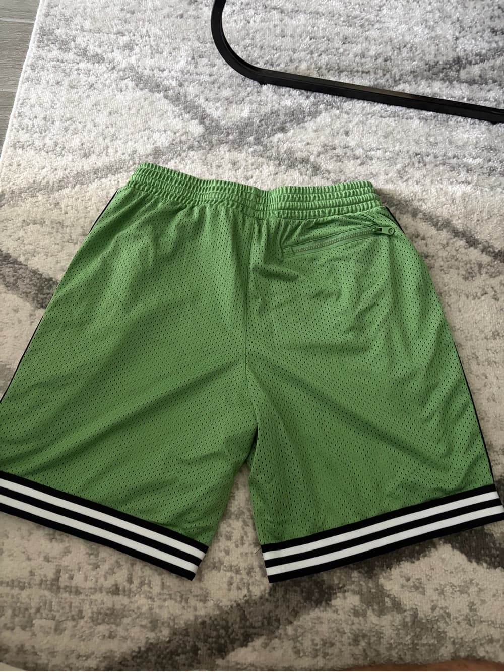 Champion Lime Green Mesh Athletic Shorts with Black & White Stripes - Thumbnail 2