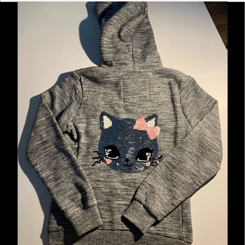 Girls Pink Kitten Hoodie - Thumbnail 2