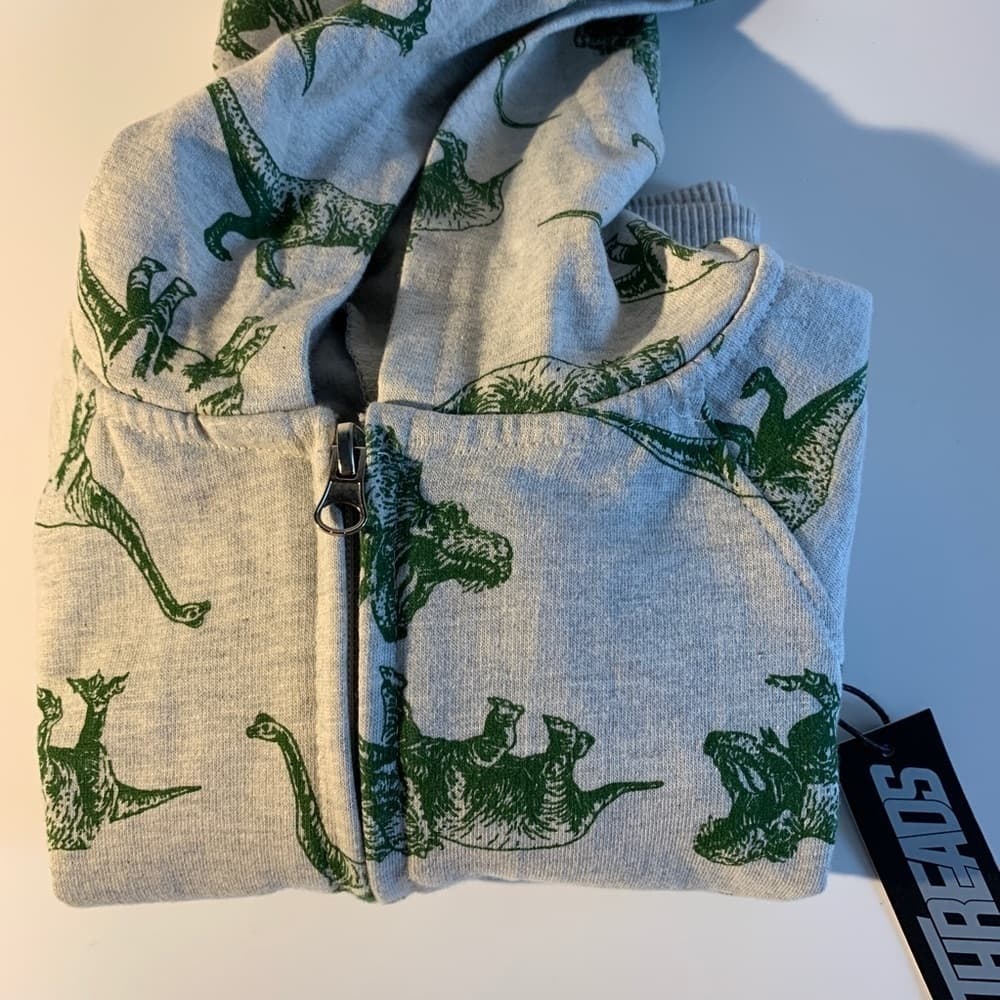 Boys gray dinosaur hoodie - Thumbnail 6