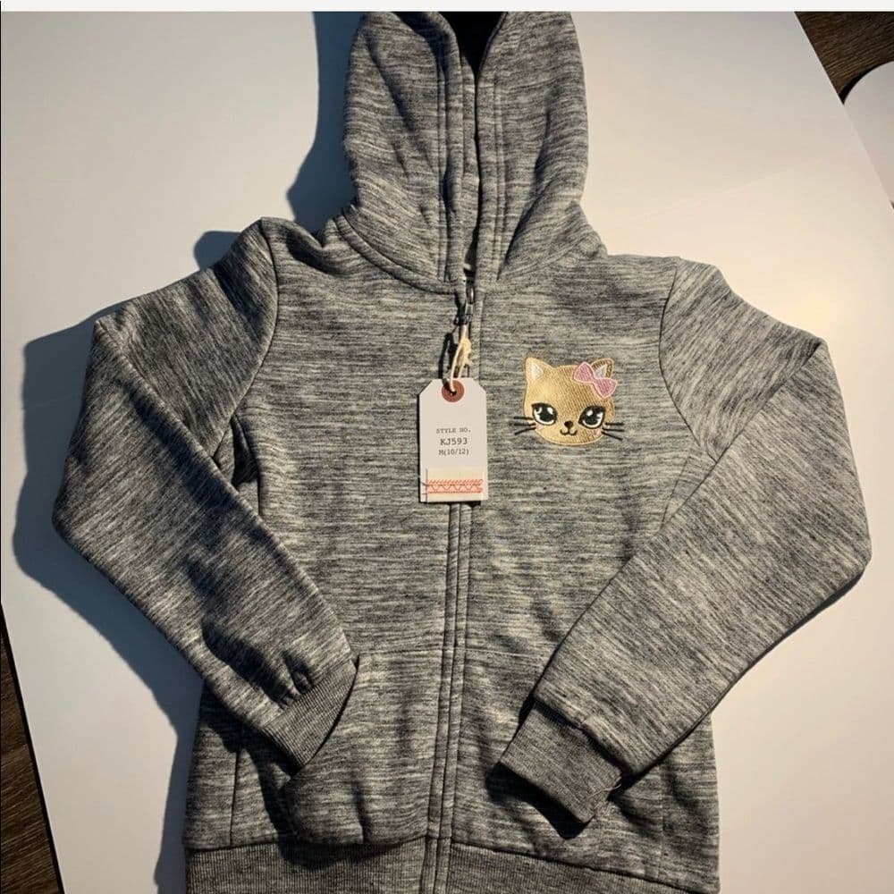 Girls Pink Kitten Hoodie