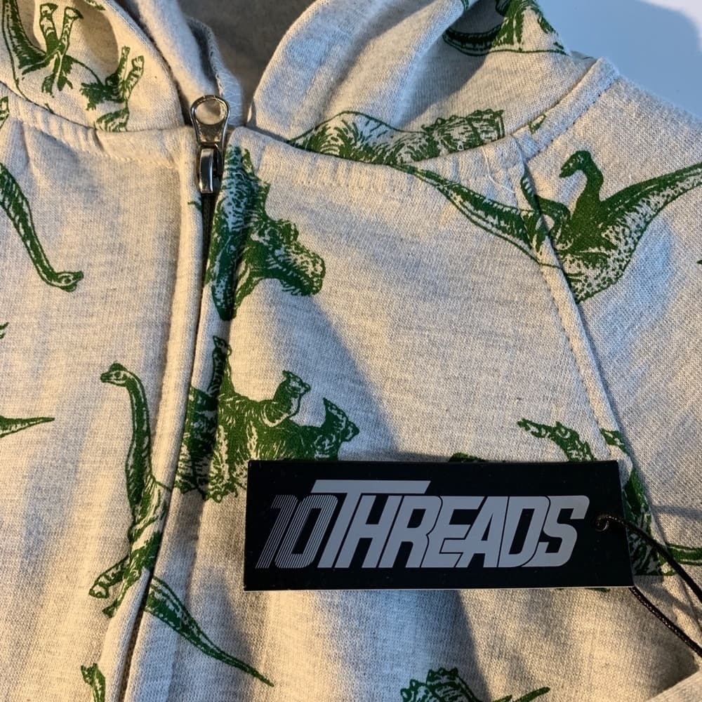 Boys gray dinosaur hoodie - Thumbnail 2