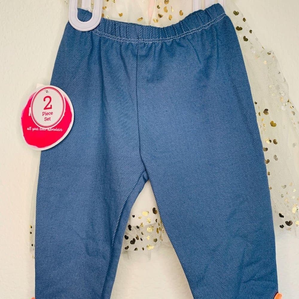 Nannette Girl’s Set White Gold Dress+ Pants‎ - Thumbnail 3