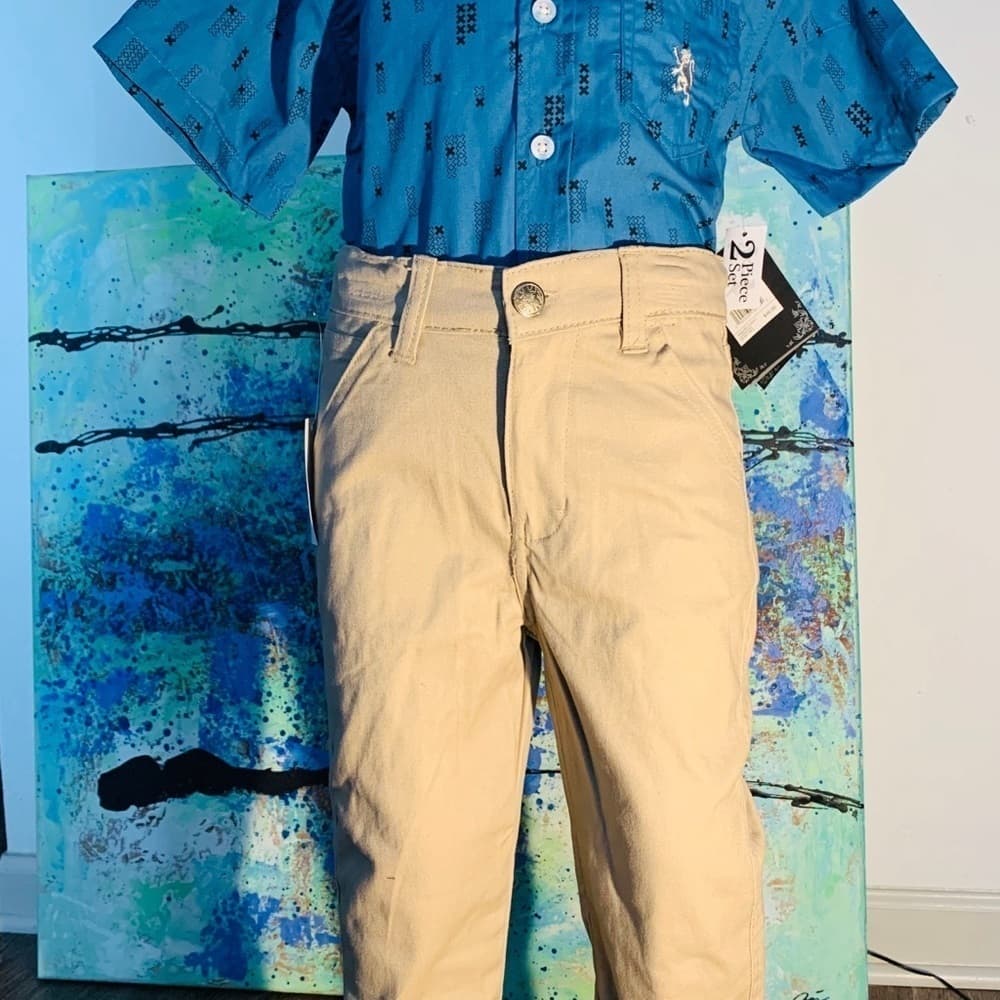 Boys 2 Piece Button -up w/Pants - Thumbnail 3