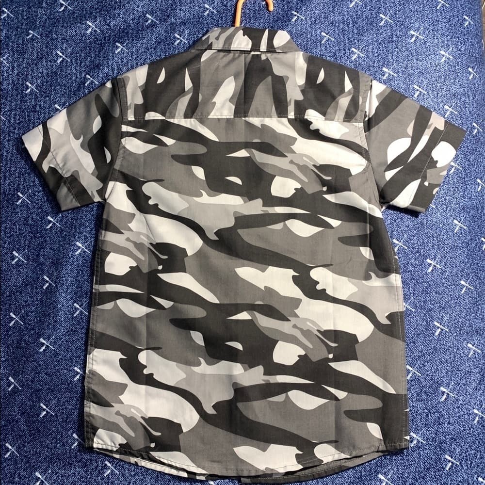 Bold Blue Camo Boys button down shirt 6 - Thumbnail 2