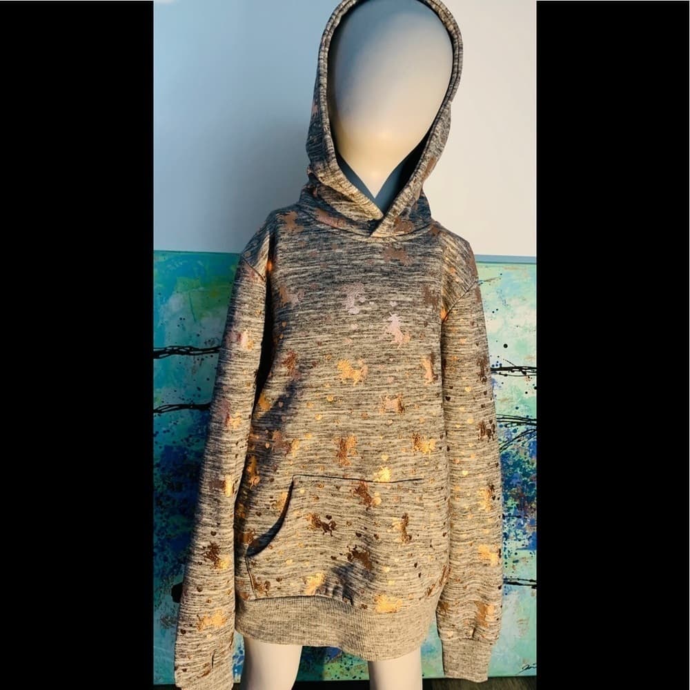 Girls‎ Gray Unicorn Hoodie