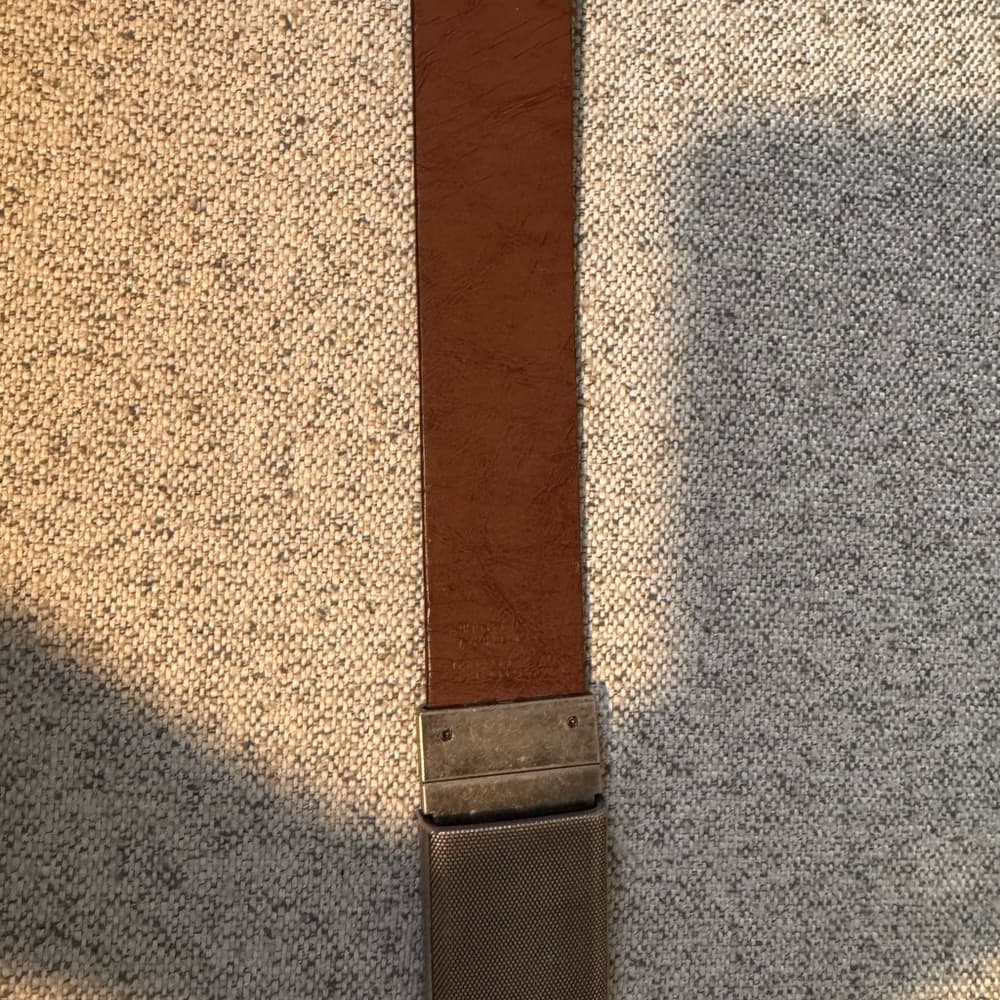Men's Black Leather Belt‎ with Silver Buckle - Thumbnail 5