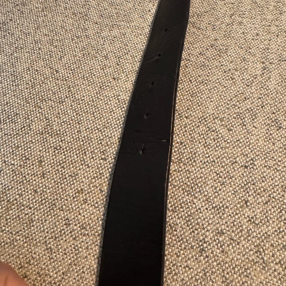 Men's Black Leather Belt‎ with Silver Buckle - Thumbnail 4