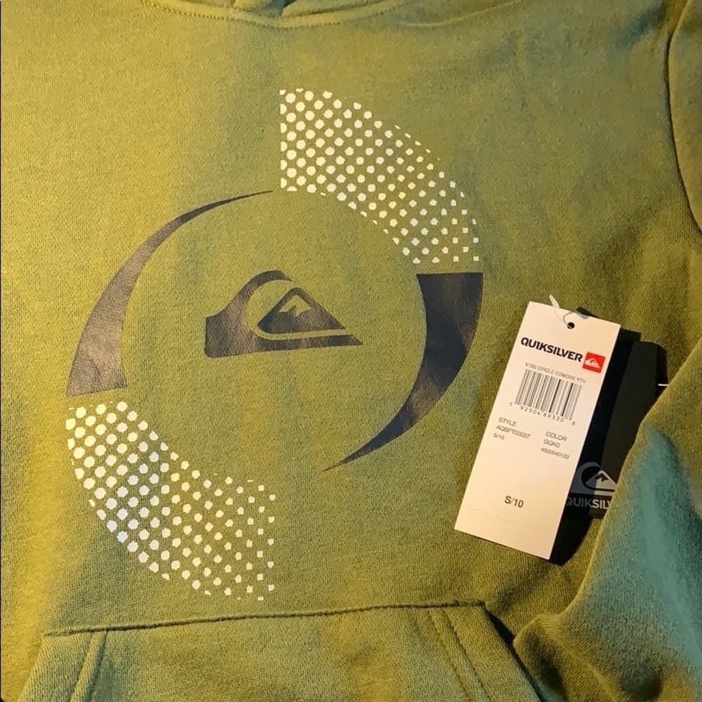 Boys Army‎ Green Quiksilver hoodie S - Thumbnail 3