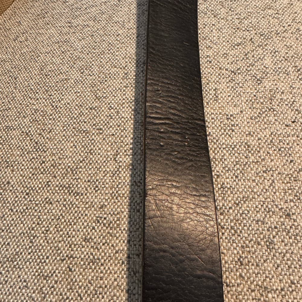 Men's Black Leather Belt‎ with Silver Buckle - Thumbnail 3