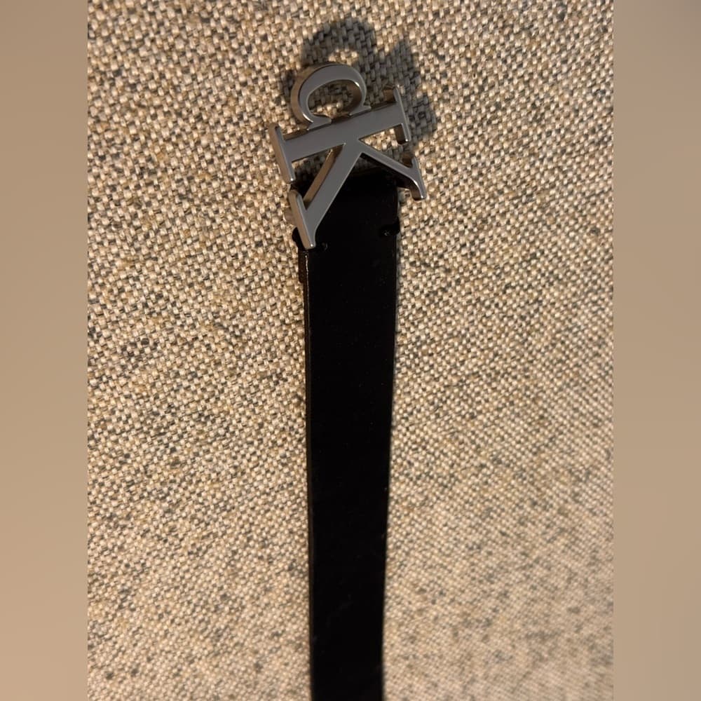 Calvin Klein Black Leather Belt with Silver Buckle - Thumbnail 4
