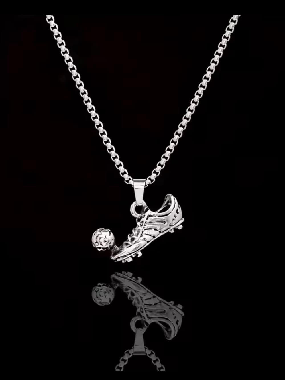 Sterling Silver Soccer Cleat & Ball Pendant Necklace - Thumbnail 5