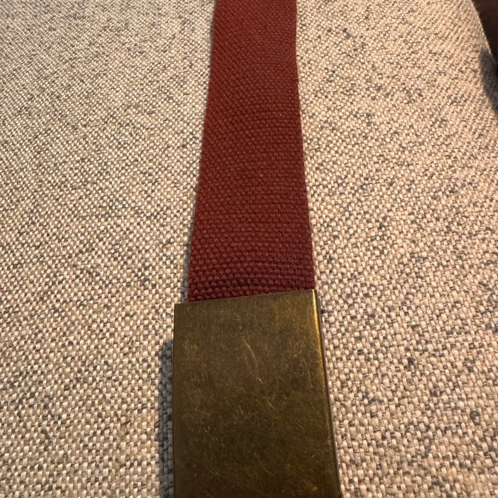 Burgundy Belt‎ with Brass Buckle - Thumbnail 5