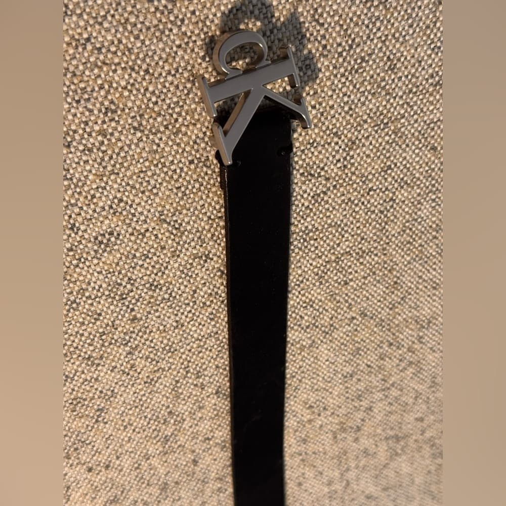 Calvin Klein Black Leather Belt with Silver Buckle - Thumbnail 3