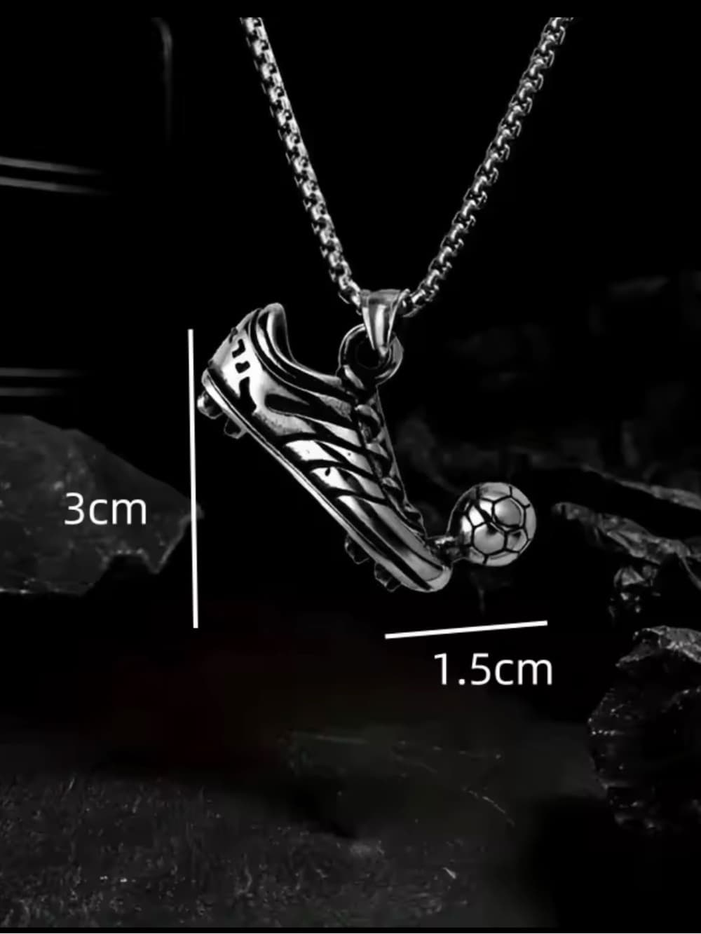 Sterling Silver Soccer Cleat & Ball Pendant Necklace - Thumbnail 2