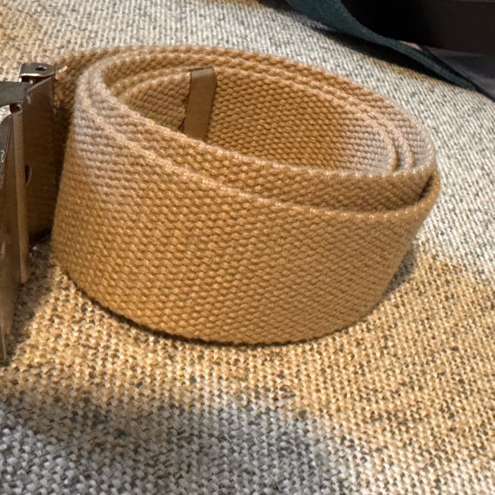 Men's Beige Canvas Belt with Metal Buckle - Thumbnail 2
