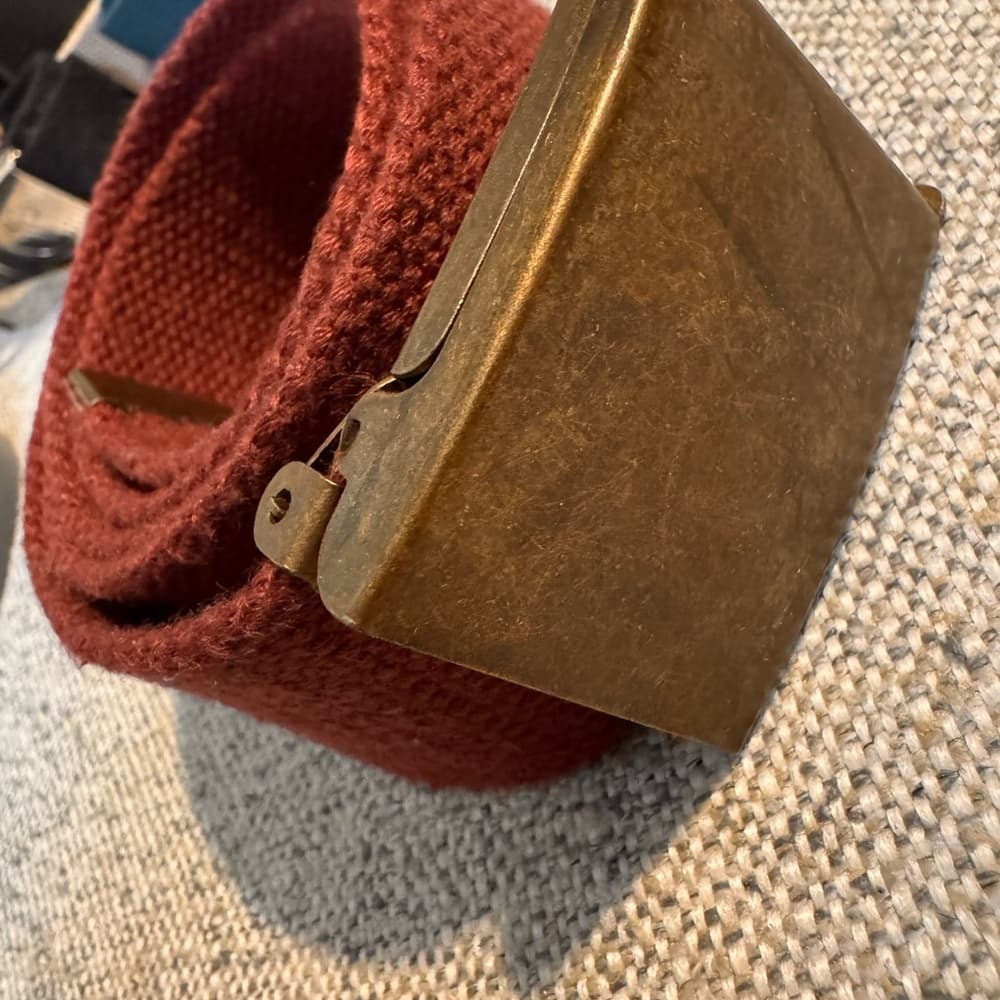 Burgundy Belt‎ with Brass Buckle - Thumbnail 4