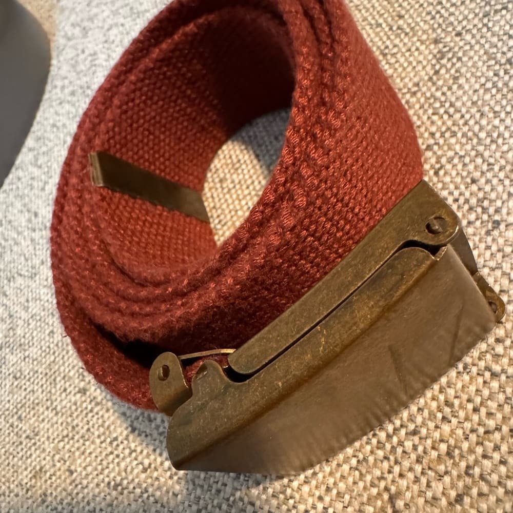Burgundy Belt‎ with Brass Buckle - Thumbnail 3