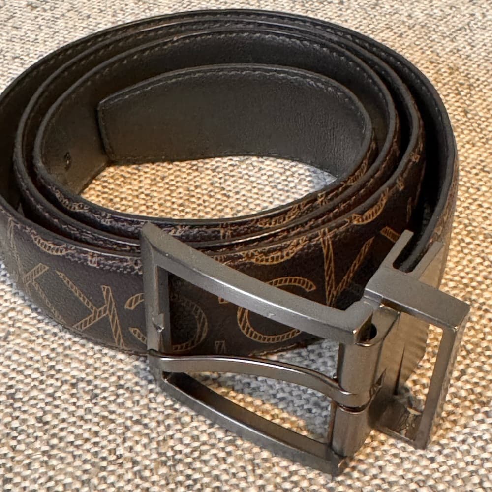 Calvin Klein Black and Brown Logo Belt